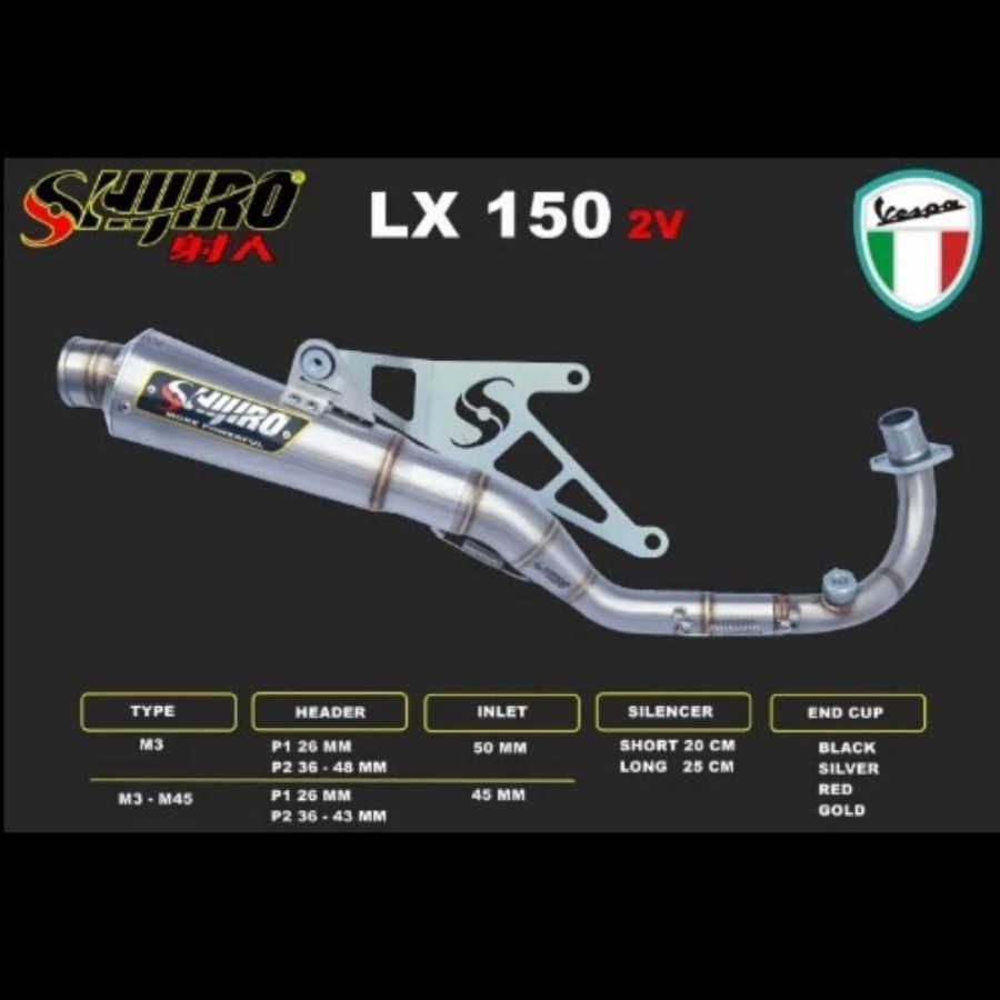 KNALPOT VESPA MATIC LX 150 2V TYPE M3 SHIJIRO RACING ORIGINAL