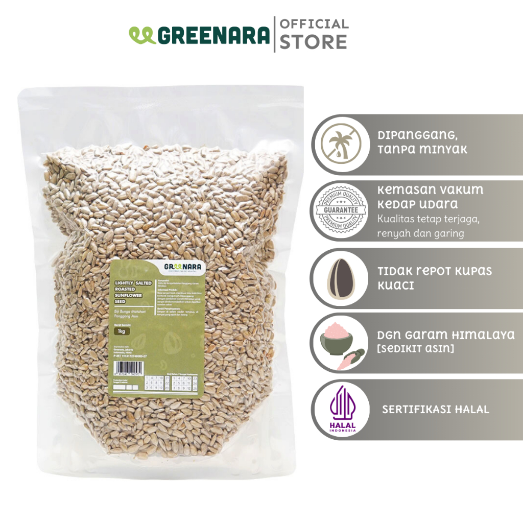 

Greenara - Lightly Salted Roasted Sunflower Seed 1Kg / Kuaci Panggang Asin