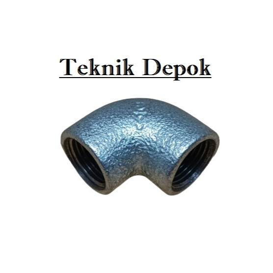 Elbow Besi 1/2 Inch Knee Sambungan Fitting Pipa Galvanis Knie 0.5 Inch