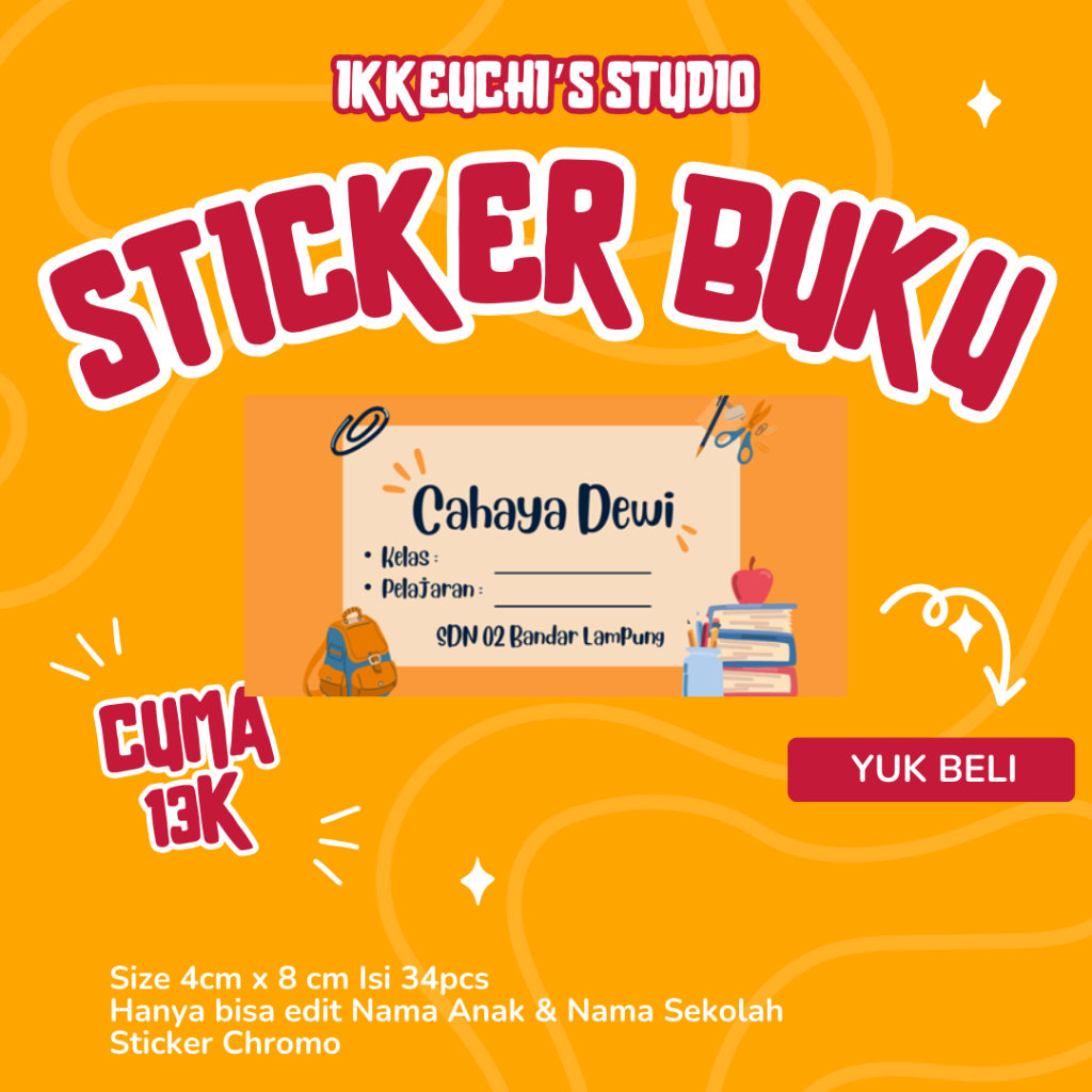 

Sticker Buku Motif Tas Buku / Stiker Label Nama Buku Tulis Pelajaran Anak Sekolah
