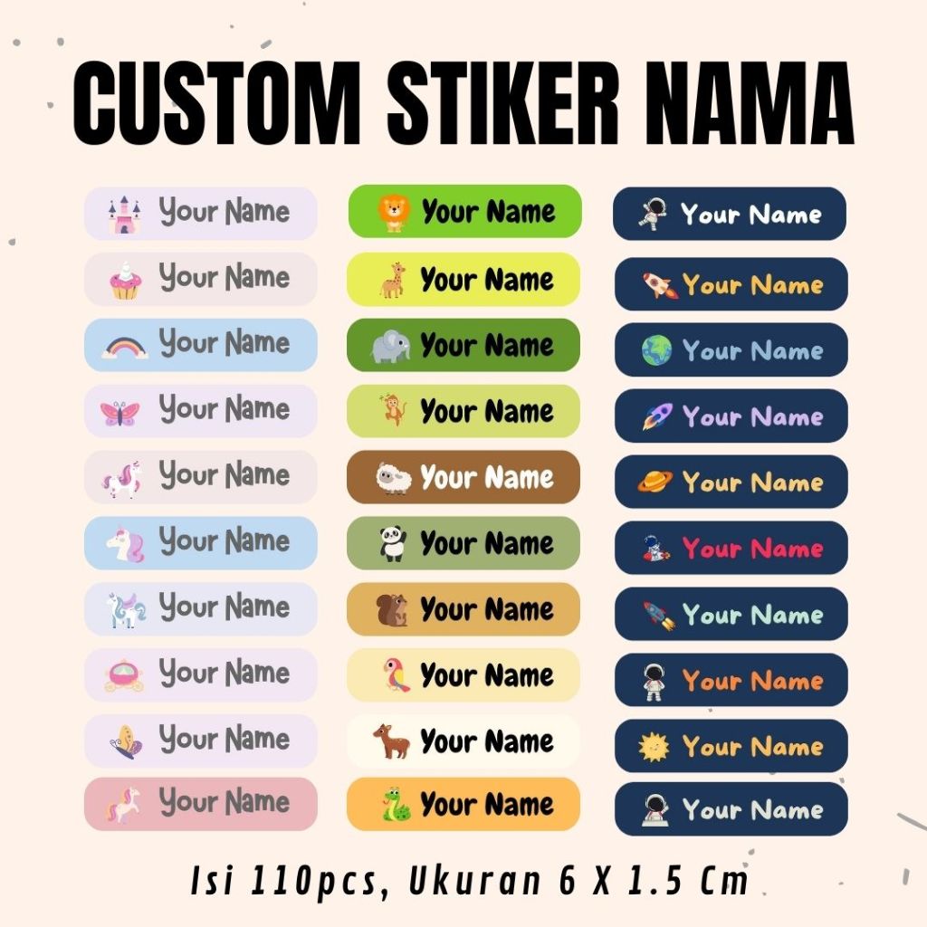 

Stiker Nama Custom | Label Nama Anak Sekolah | Sticker Buku Pelajaran | Waterproof | Tahan Air