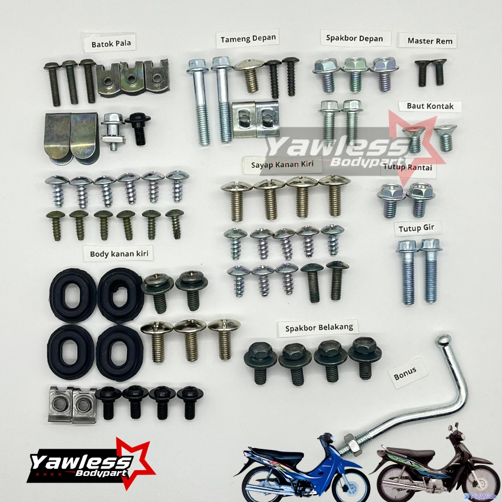 Baut Body Supra X Lama Lengkap / Baut body motor Supra x 110 full set