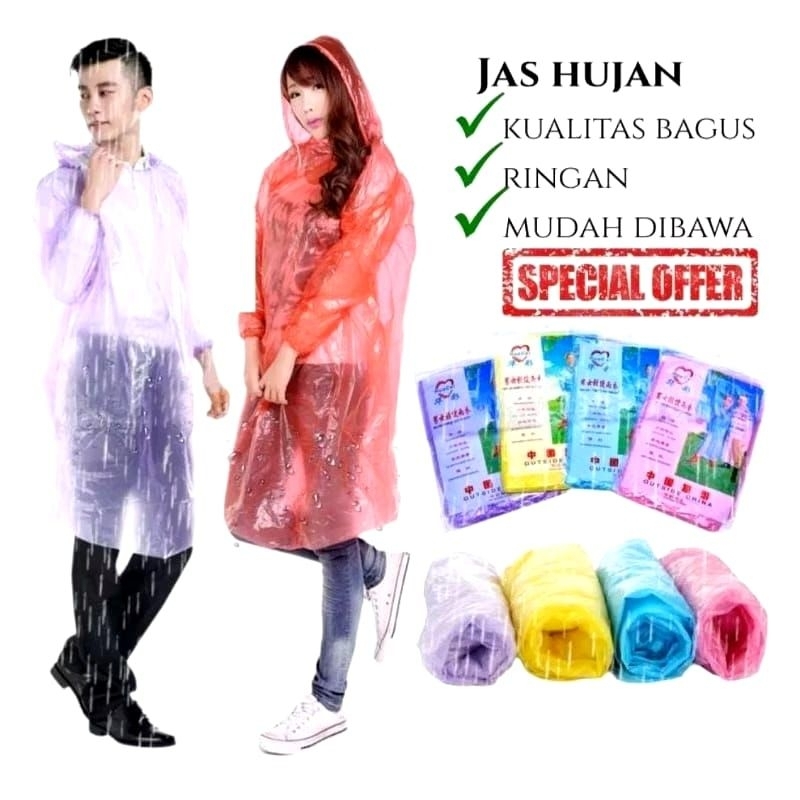 JAS HUJAN PLASTIK SEKALI PAKAI PRAKTIS / MANTEL HUJAN