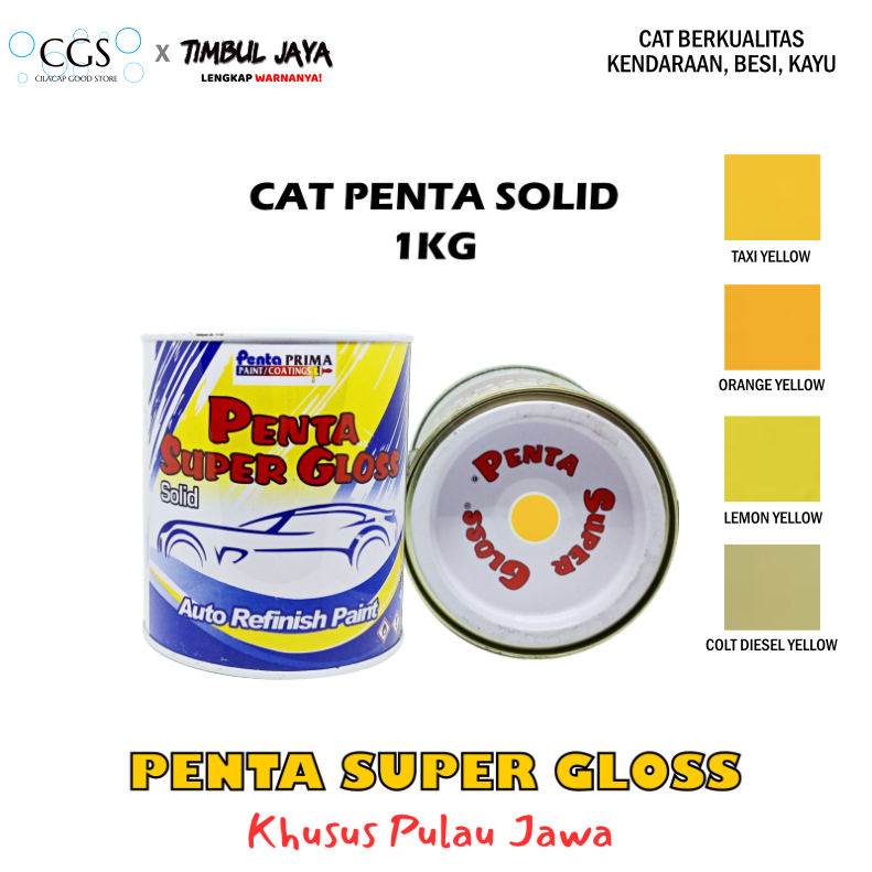 Cat Penta LIGHT CHROME YELLOW 1 Kg - cat penta kuning - cat penta super gloss kuning - cat mobil kun