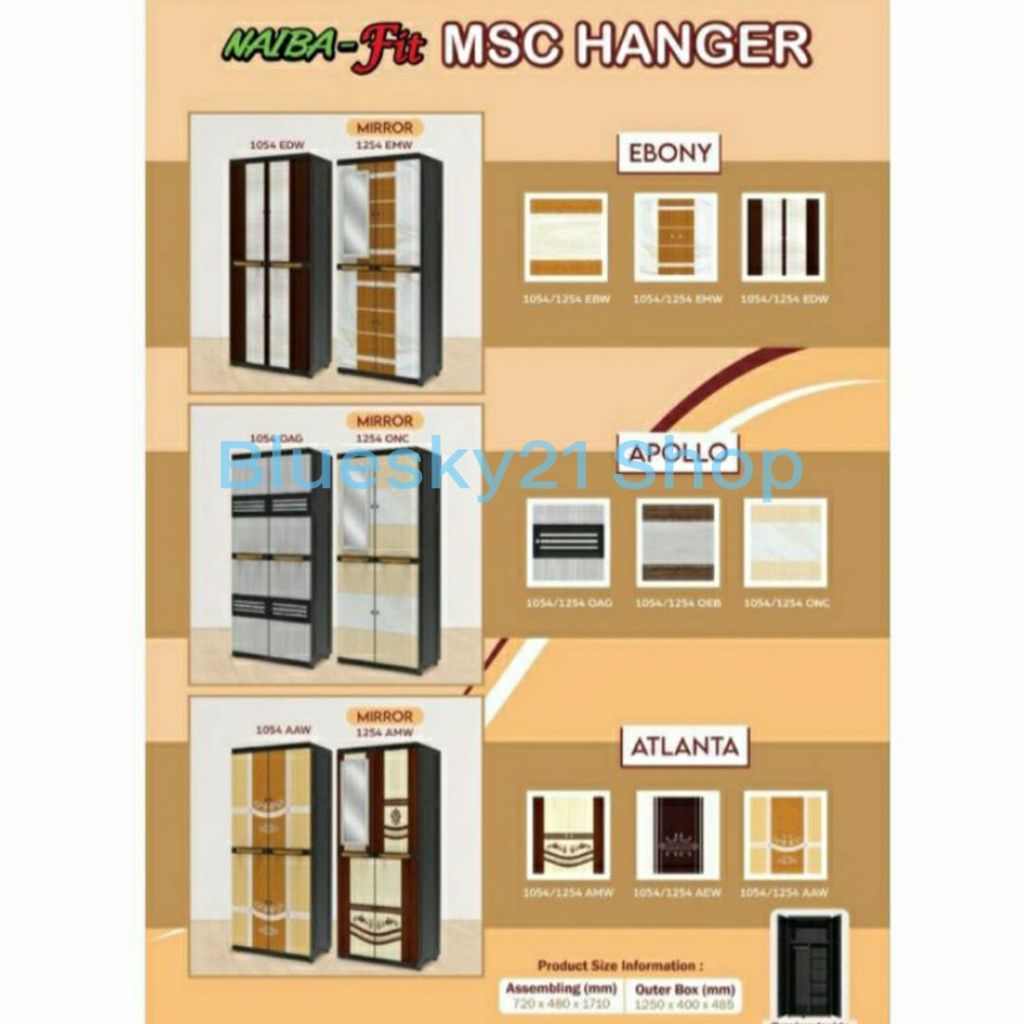 [KARGO] Lemari Pakaian Plastik Gantung Jumbo dengan Kaca Naiba Fit MSC Hanger Naiba 1054 Ddan NAIBA 