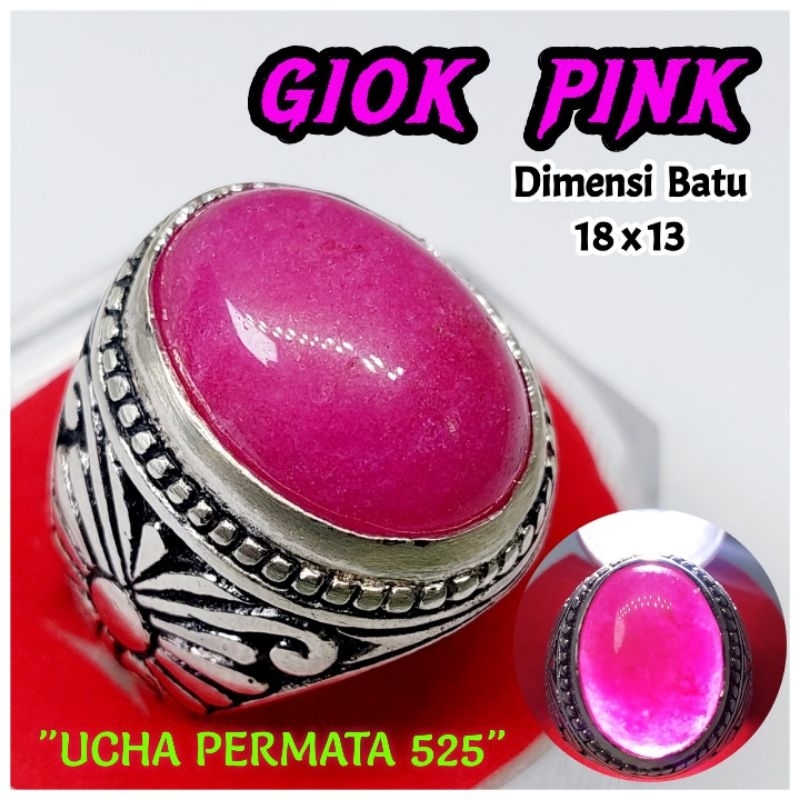 cincin giok pink / cincin batu akik giok pink tembus senter