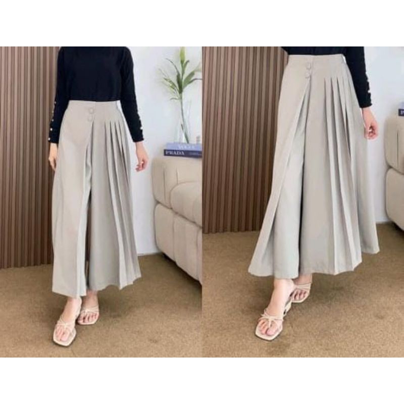 Celana Kulot Rok Wanita-Flare Pants-Highwaist Kulot Rok- Rok Kulot-Celana Kulot Plisket 8Tujuh.Id
