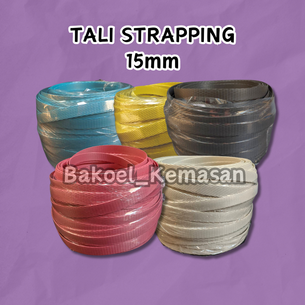 Tali Straping 15mm / Strapping Band ikat packing dos barang 15 mm Hitam Putih Anyam