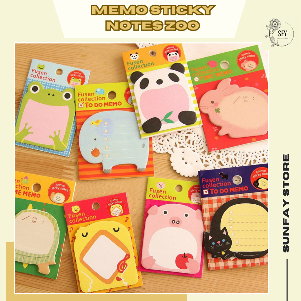 

Memo Sticky Notes Zoo Animal Buku Catatan Kecil Mini Book Karakter Lucu