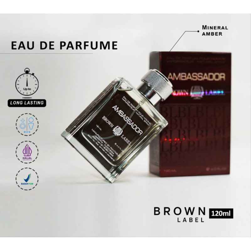 Ambassador Parfum Pria 120ml Eau De Parfume Spray Pria EDP / Brown Label