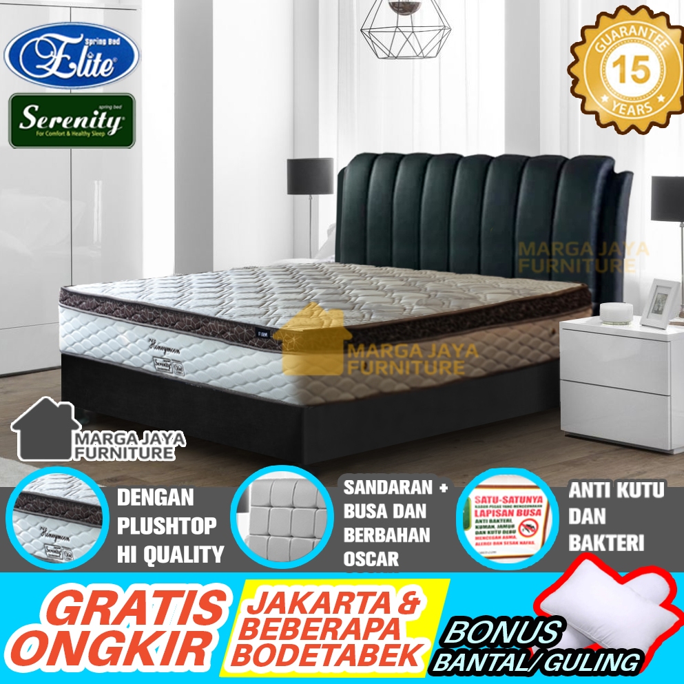 SET Kasur Springbed + DIvan Sandaran Elite Serenity Honeymoon Plushtop 180 x 200 cm Eternity Ranjang