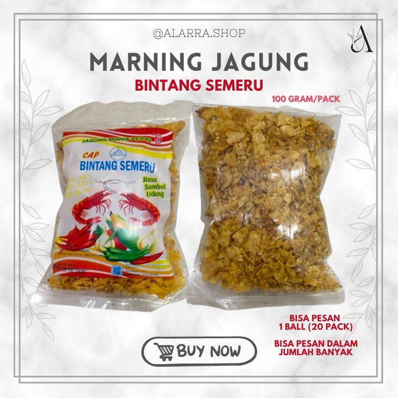 

1 Pack 100gr Marning Jagung Cap Bintang Semeru / Pedas Manis Jagung / Snack Marning TERMURAH FRESH DARI PABRIK