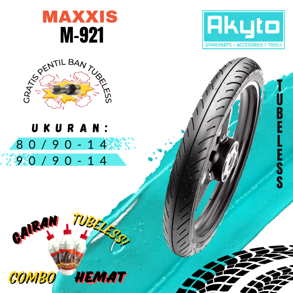 BAN MAXXIS M921 TUBELESS BAN MOTOR RING 14 FREE PENTIL / BAN R14 /