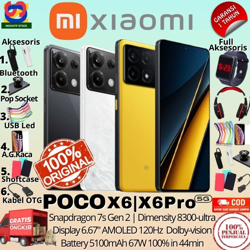 HP BARU XIAOMI POCO X6 5G | X6 PRO 5G | X5 5G 12/256GB Ram Upto 21GB Snapdragon 7s Gen 2 GARANSI RES