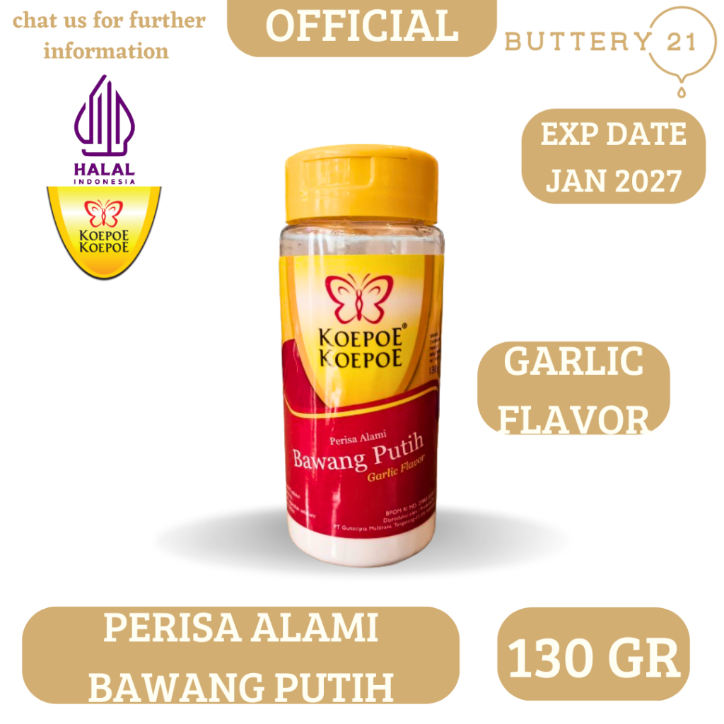 

KOEPOE KOEPOE PERISA ALAMI BAWANG PUTIH 130 GR/GARLICE FLAVOR/BUBUK BAWANG PUTIH