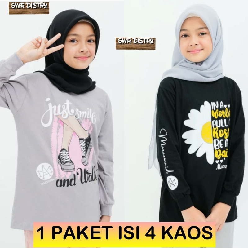 1 Paket Isi 4 Kaos Anak Remaja | Promo Kaos Lengan Panjang Wanita 95RB Dapat 4 Kaos Lengan Panjang R