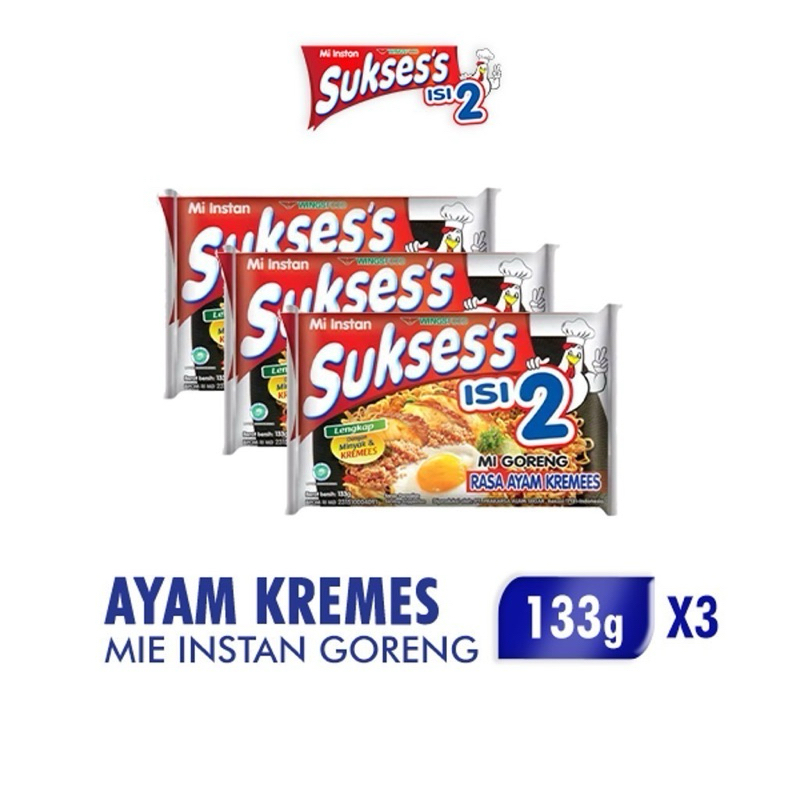 

Suksess Mie Instan Goreng Ayam Kremes 133 Gram x 3 Pcs