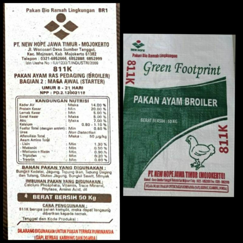 New Hope Green Footprint 811K Pakan Ayam Broiler Ayam Pedaging 1Kg