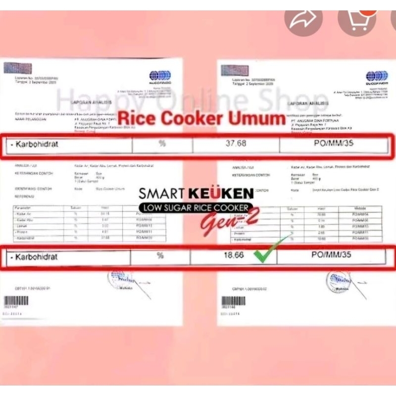 Rice Cooker Smart Keuken Gen 2 Low Carbo (Bagus untuk orang diabetes)