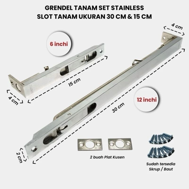 Grendel tanam slot  kunci pintu