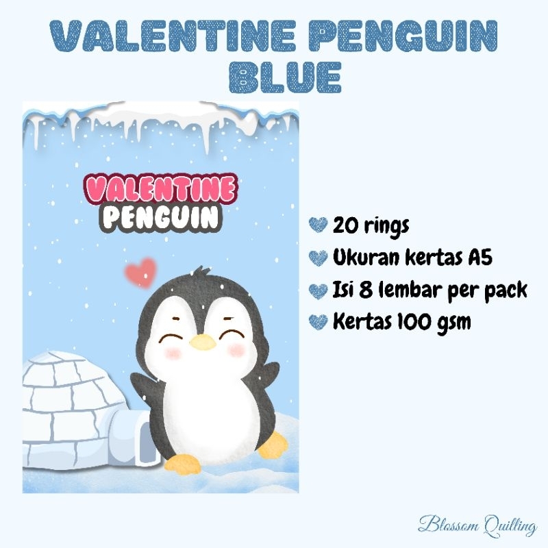 

Kertas Binder A5 / Loose Leaf A5 (per pack) - Valentine Penguin Blue (New with cover)