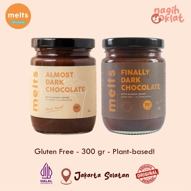 

MELTS Almost - Finally Dark Choco 300 gr | Selai Rasa Cokelat Untuk Sarapan Roti Olesan Kue Kokoa Asli Plant Based Vegan - @nagihcoklat