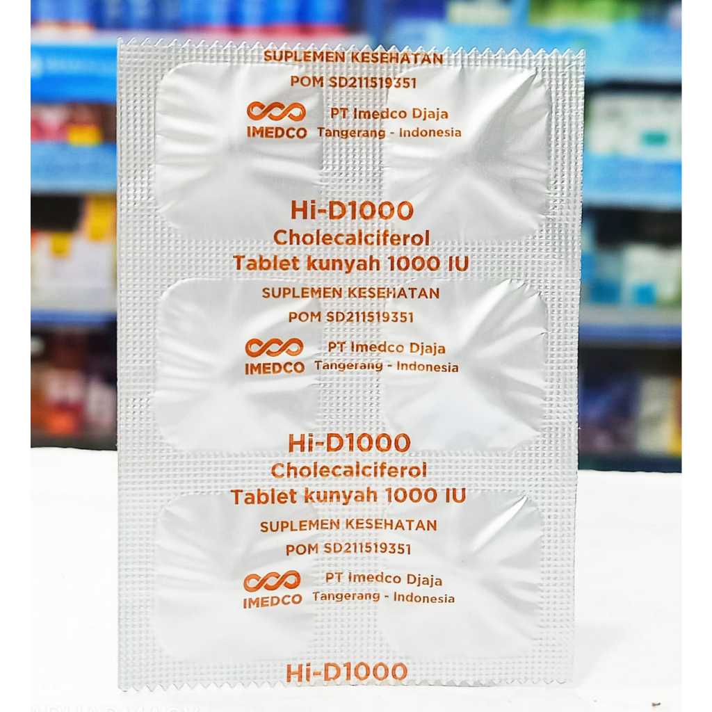 Hi-D1000 Cholecalciferol 𝟏 𝐒𝐓𝐑𝐈𝐏 𝐈𝐒𝐈 𝟔 𝐓𝐀𝐁𝐋𝐄𝐓 - Suplemen Vitamin D 1000IU