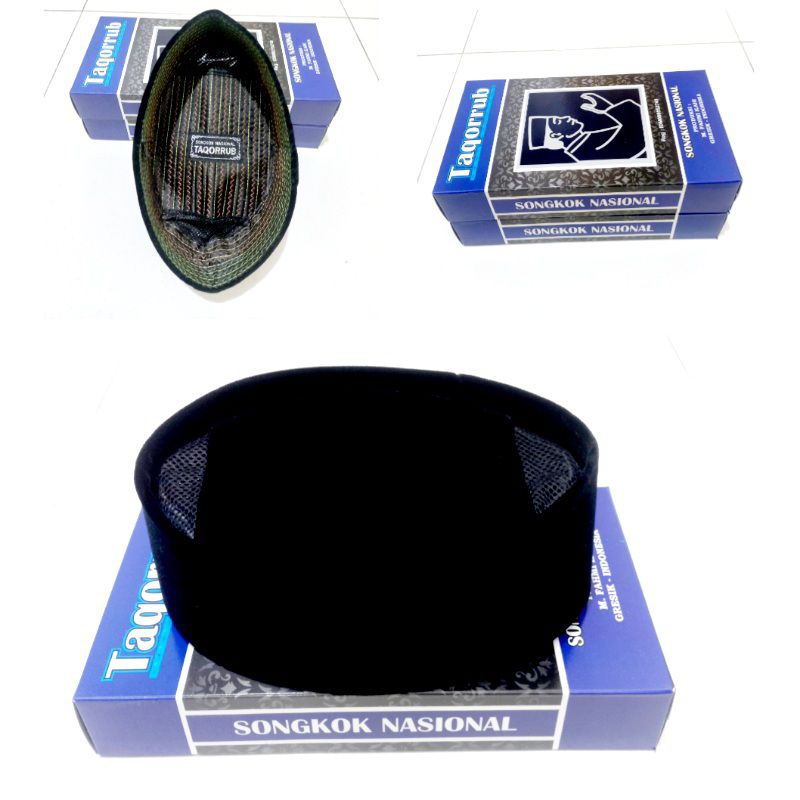 Peci hitam polos ac songkok hitam taqorrub