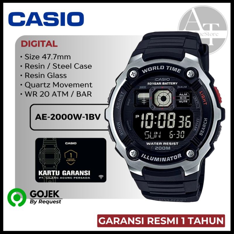 Jam Tangan Pria Casio Digital AE-2000W-1BV AE2000W ORIGINAL Resmi