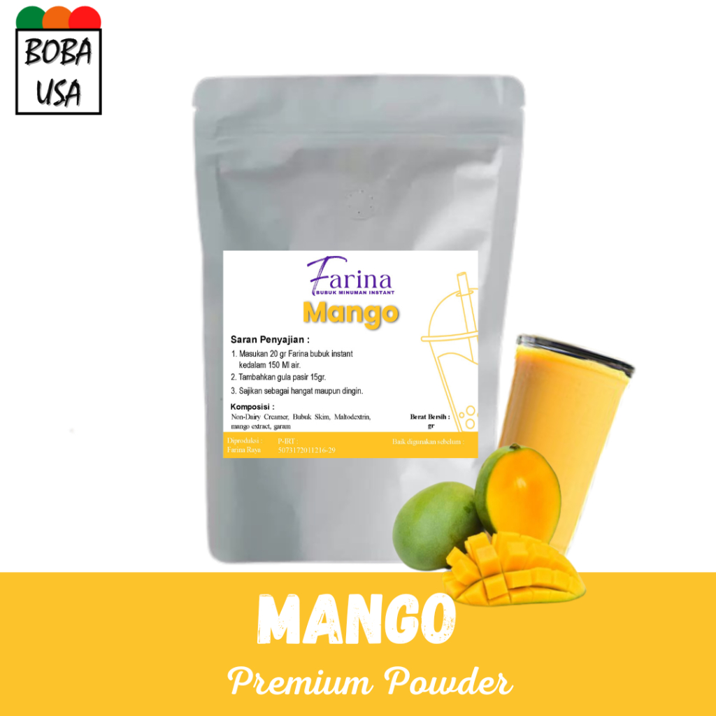 

Bubuk Mango 1kg Premium Plain/Serbuk Minuman Rasa Mangga 1kg/Minuman Kekinian Termurah/Tanara