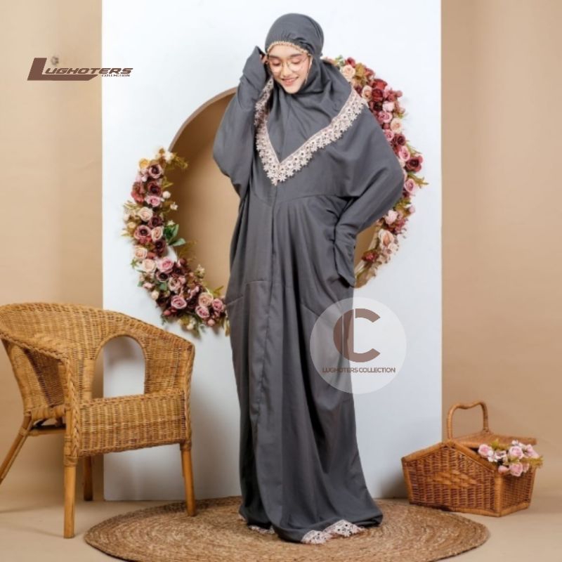 Mukena Terusan Dewasa Renda Karisma Mukena Lajuran Katun Mikro