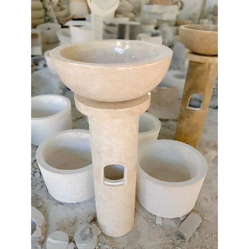 Wastafel Pedestal Batu Marmer