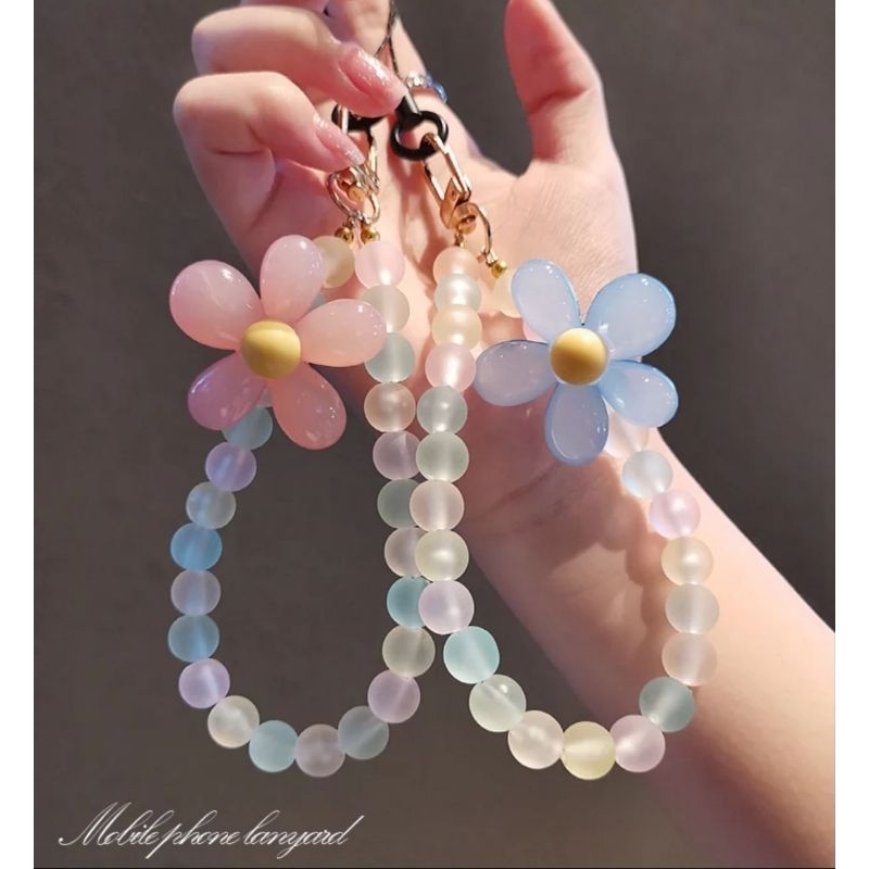 PHONE STRAP TALI GANTUNGAN HP KOREAN MANIK MANIK DAISY