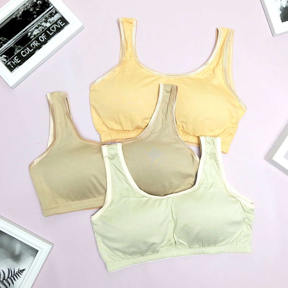 3pcs, 6pcs, 12pcs Miniset Dewasa, Miniset Busa Jumbo Katun Lusinan Miniset Katun Murah Bra Kain