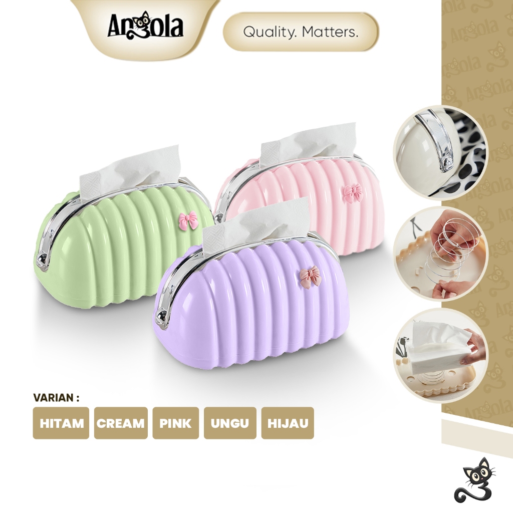 [BELI 1 GRATIS 1] ANGOLA Kotak Tisu Mini Pouch Kerang Style Super Cute / Tempat Tisu Serbaguna