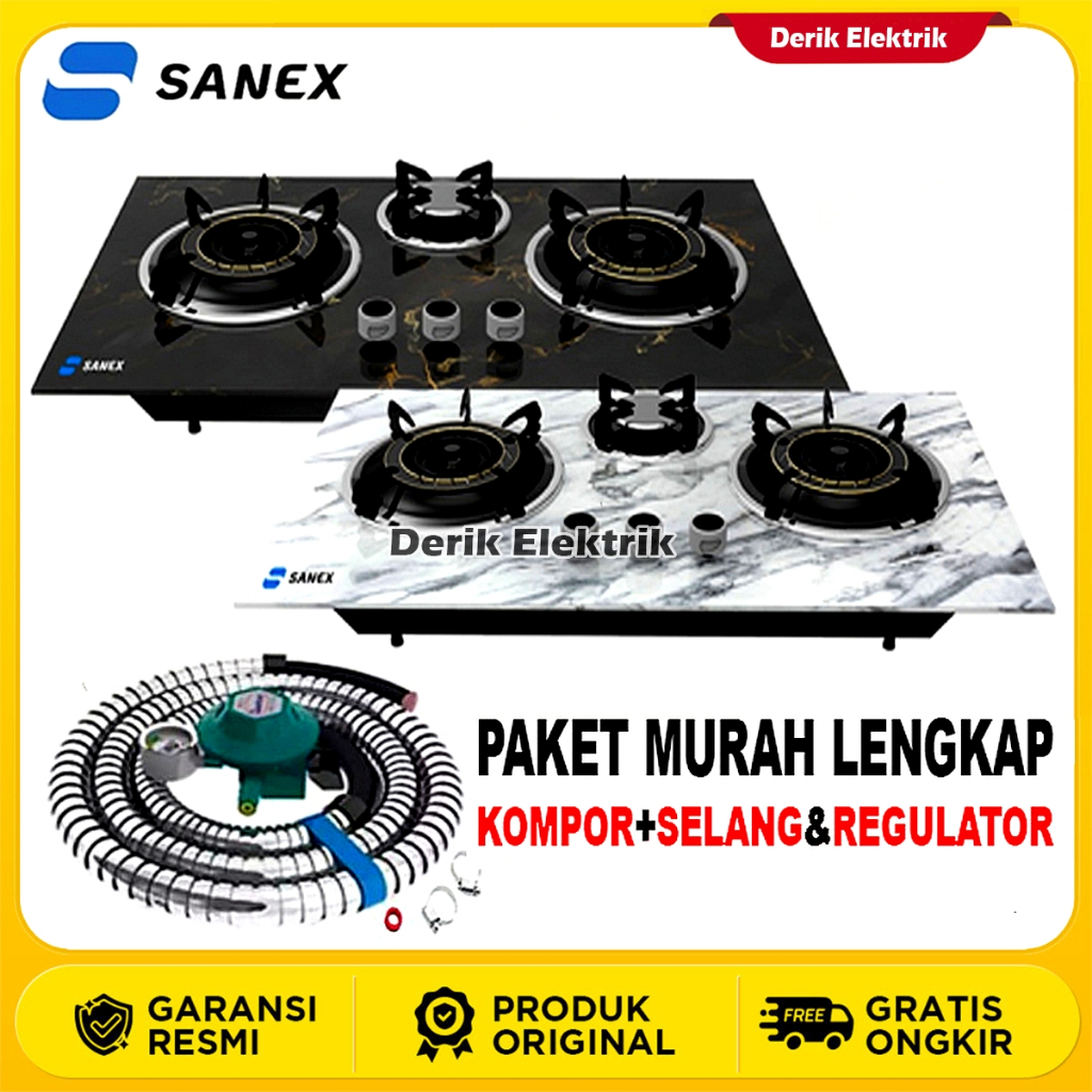 SANEX KOMPOR GAS KACA SN-KT301 3 TUNGKU 2IN1 BISA TANAM DAN DUDUK MURAH