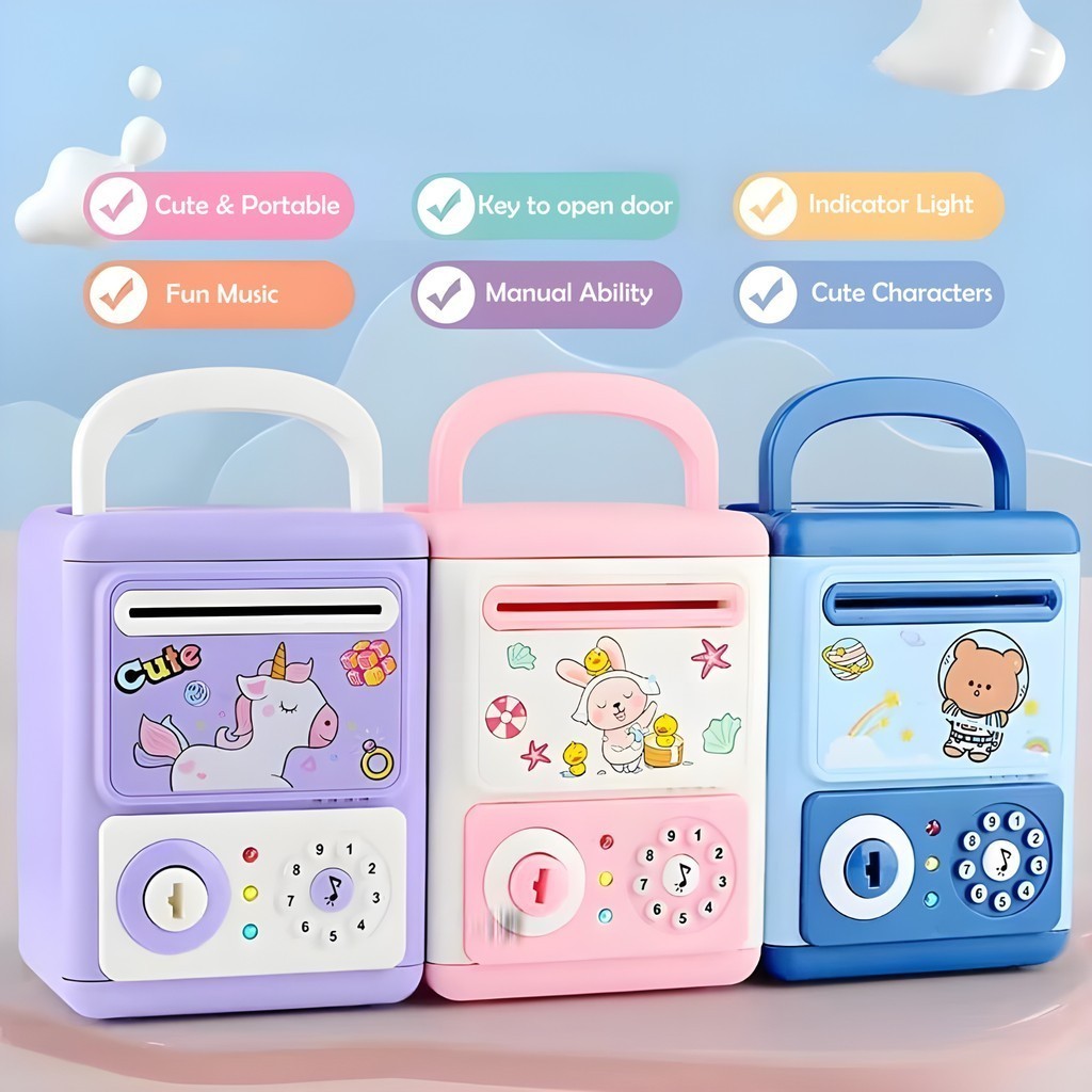 Mainan Celengan Anak ATM Piggy Bank Karakter