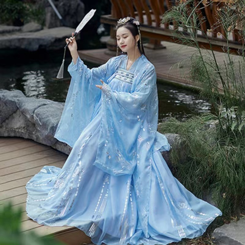 New adult Hanfu female adult ancient costume Chinese style full set of hot stamping upper sleeve shi