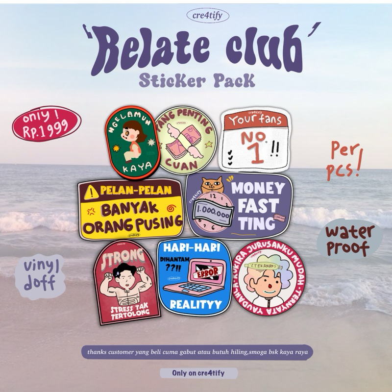 

Stiker Relate Club satuan lucu aesthetic waterproof vinyl hiasan laptop by cre4tify