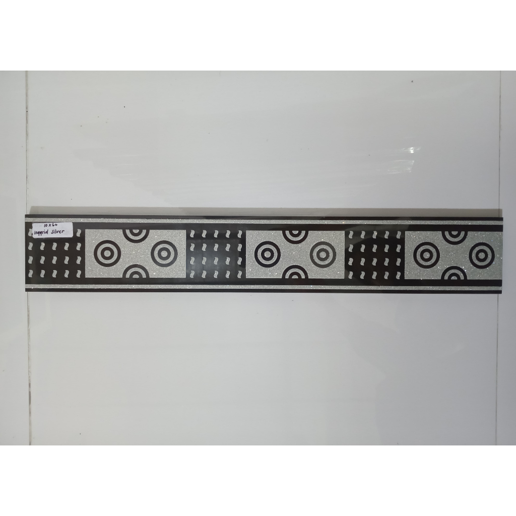 LIST DINDING GRANIT 10 x 60 INGGRID SILVER/ LIST PLINT DINDING MOTIF