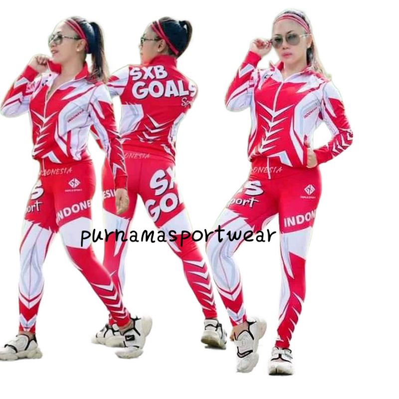 PABRIK DISTRIBUTOR BAJU OLAHRAGA MERAH PUTIH STELAN SENAM ORIGINAL SXB