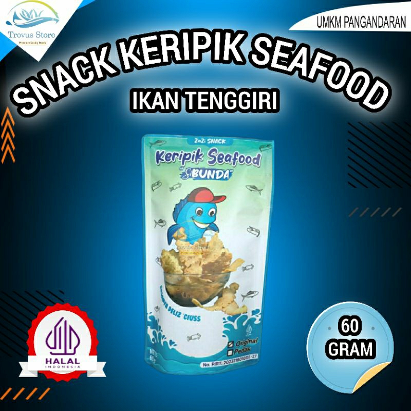 

Snack Keripik Ikan Tenggiri Gurih Renyah Makanan Ringan oleh-oleh Khas Pangandaran