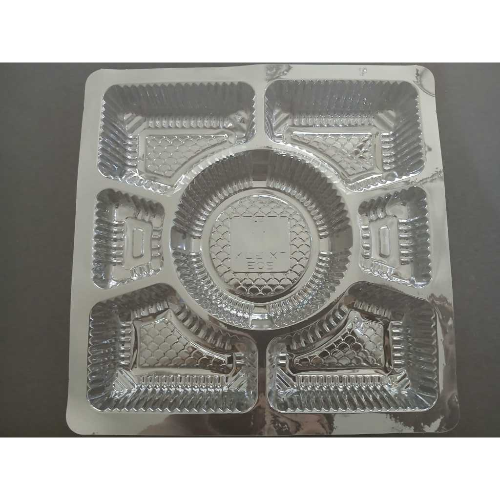 Mika Dus Bulat 7 Sekat / Mika Dus 7 Sekat Untuk Nasi Kotak 20 x 20 cm isi 50 pcs