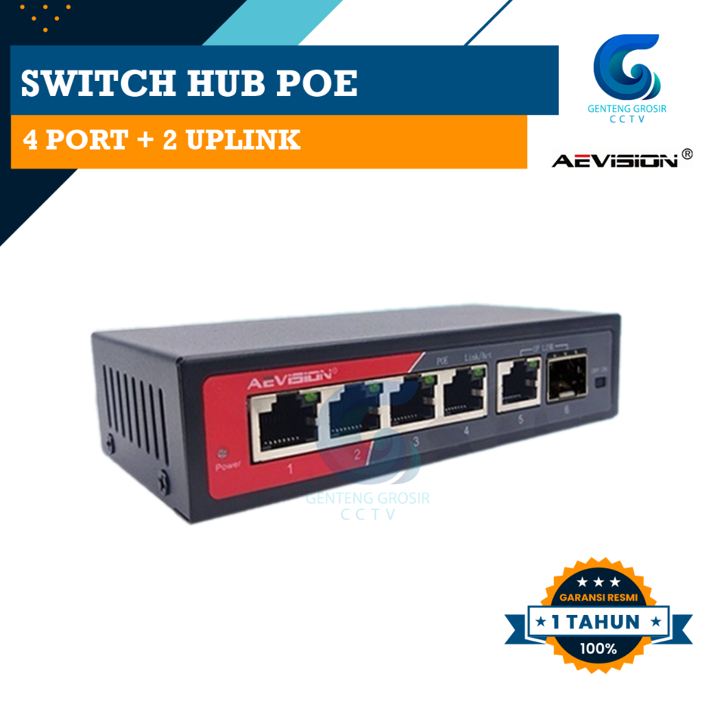 SWITCH POE AEVISION 4 PORT + 2CH 10/100