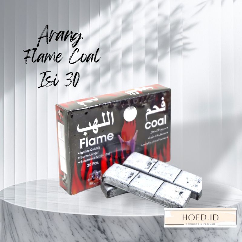 Arang briket FLAME COAL isi 30pcs arang silver bara buhur premium