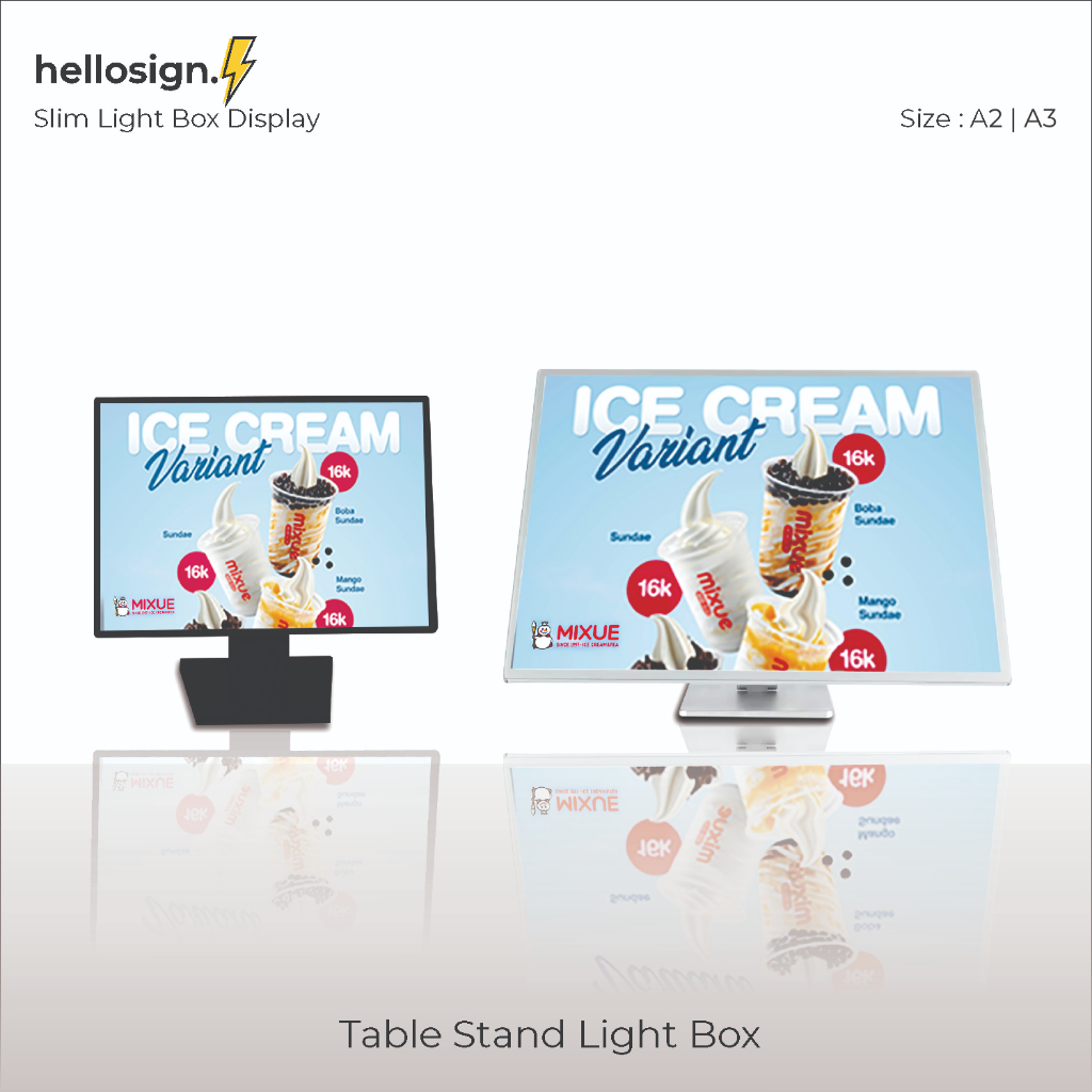 Table Stand Light Box | LED Menu Meja | Daftar Menu LED | Slim Light Menu Adv | A3 & A2 | Display Me