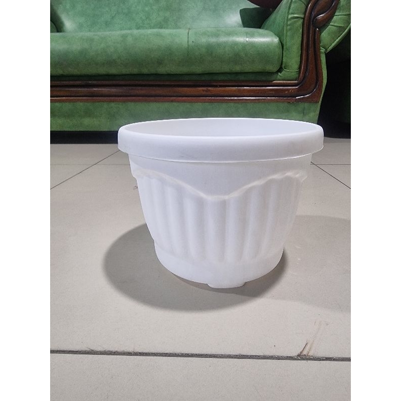 POT BUNGA ESTETIK 20CM PUTIH POT TANAMAN PLASTIK TEBAL