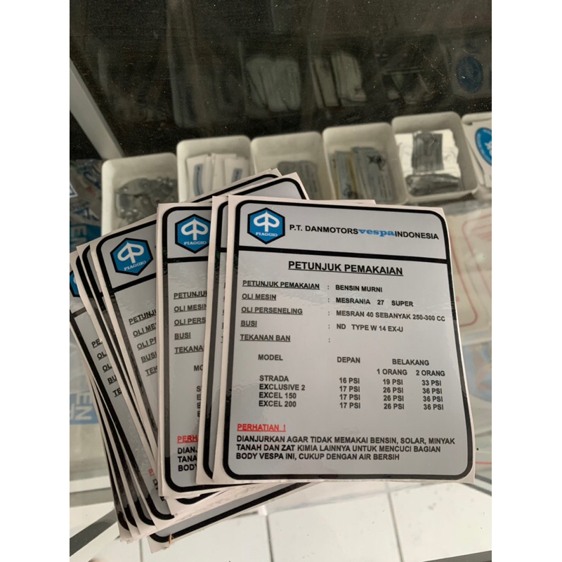 Stiker Running in Vespa P series / Sticker Running in Vespa PT Danmotor