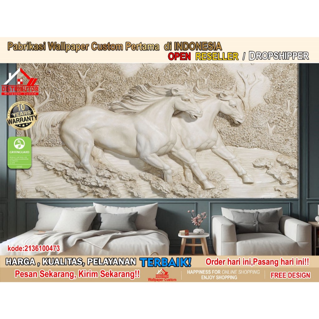 Wallpaper Custom 3D Tema Mural | Wallpaper Ruang Tamu | Wallpaper Ruang Mural | Wallsticker | Wallpa
