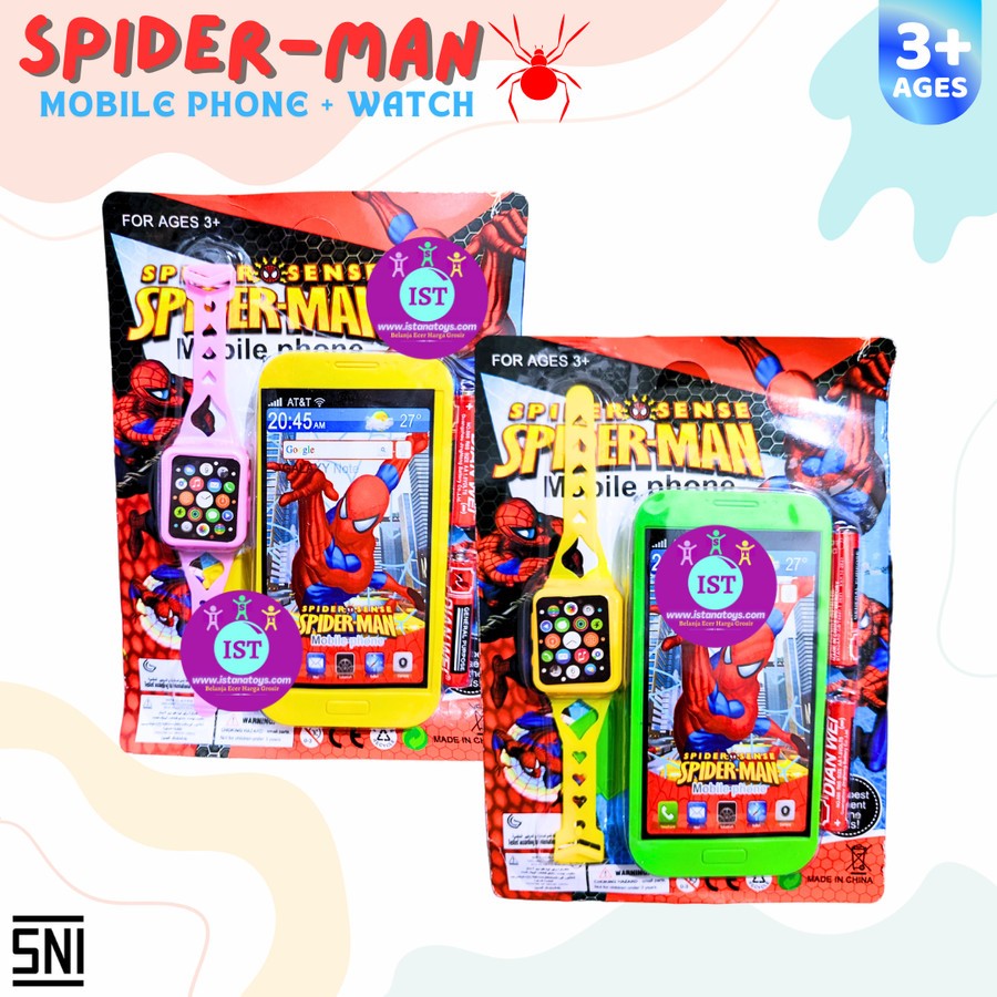Com Mainan Mobile Phone Spider M + Jam Tangan B/O